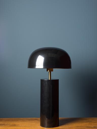Black lacquer lamp with mushroom shade