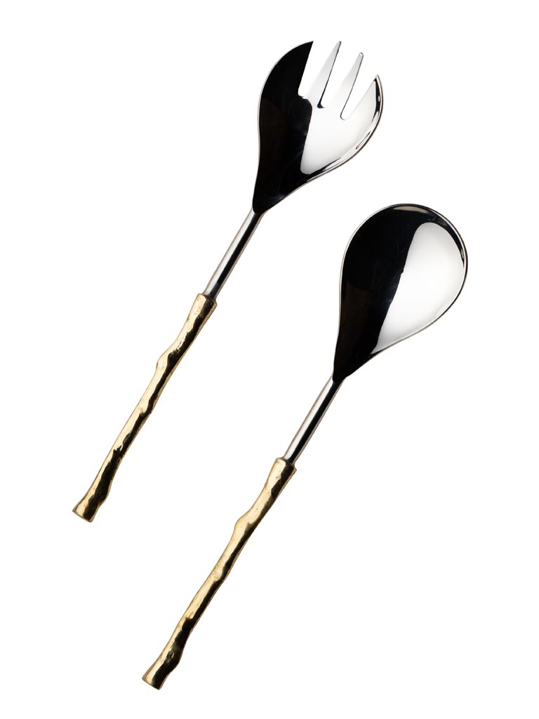 S/2 salad servers brass branches handles - 2