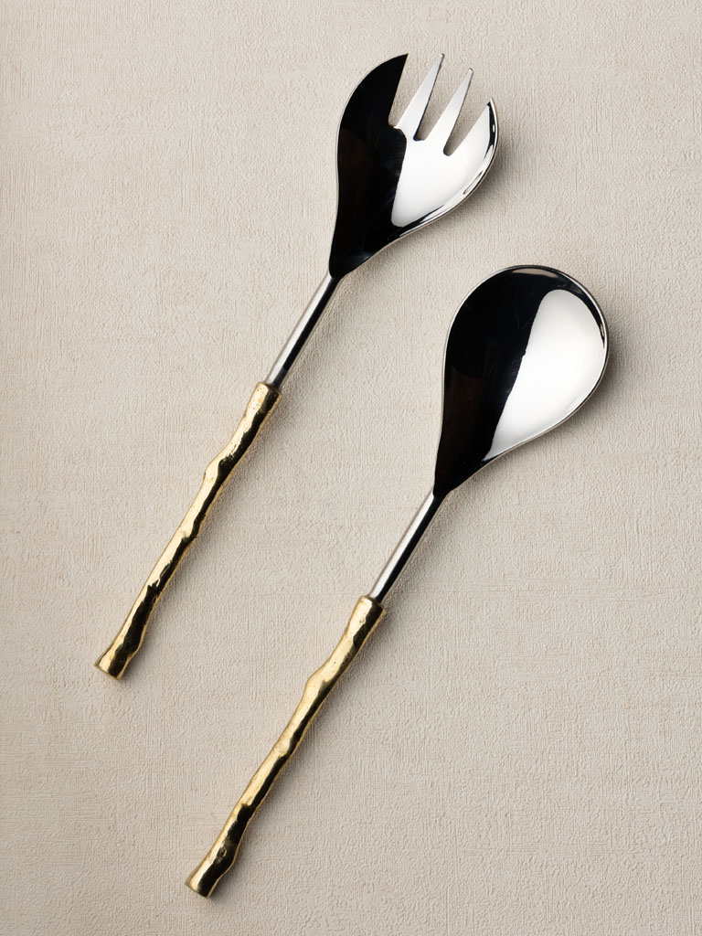 S/2 salad servers brass branches handles - 1