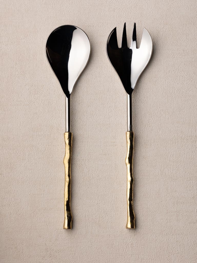 S/2 salad servers brass branches handles - 3