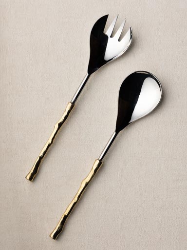 S/2 salad servers brass branches handles