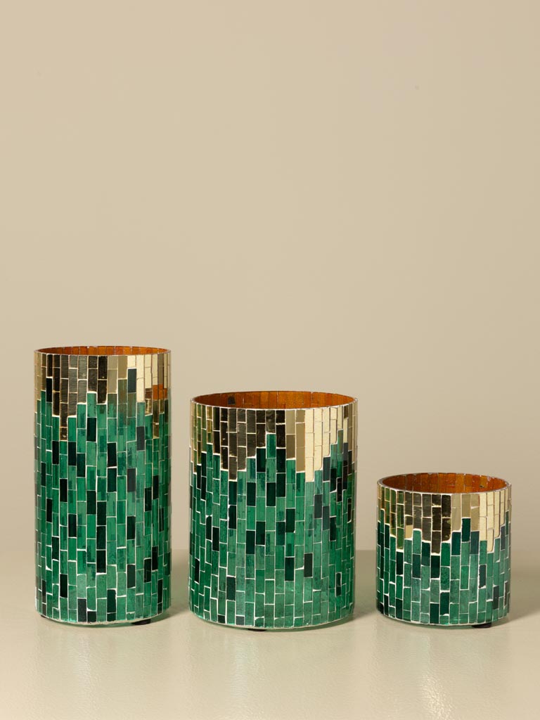 S/3 photophores doré et verts Gatsby - 5