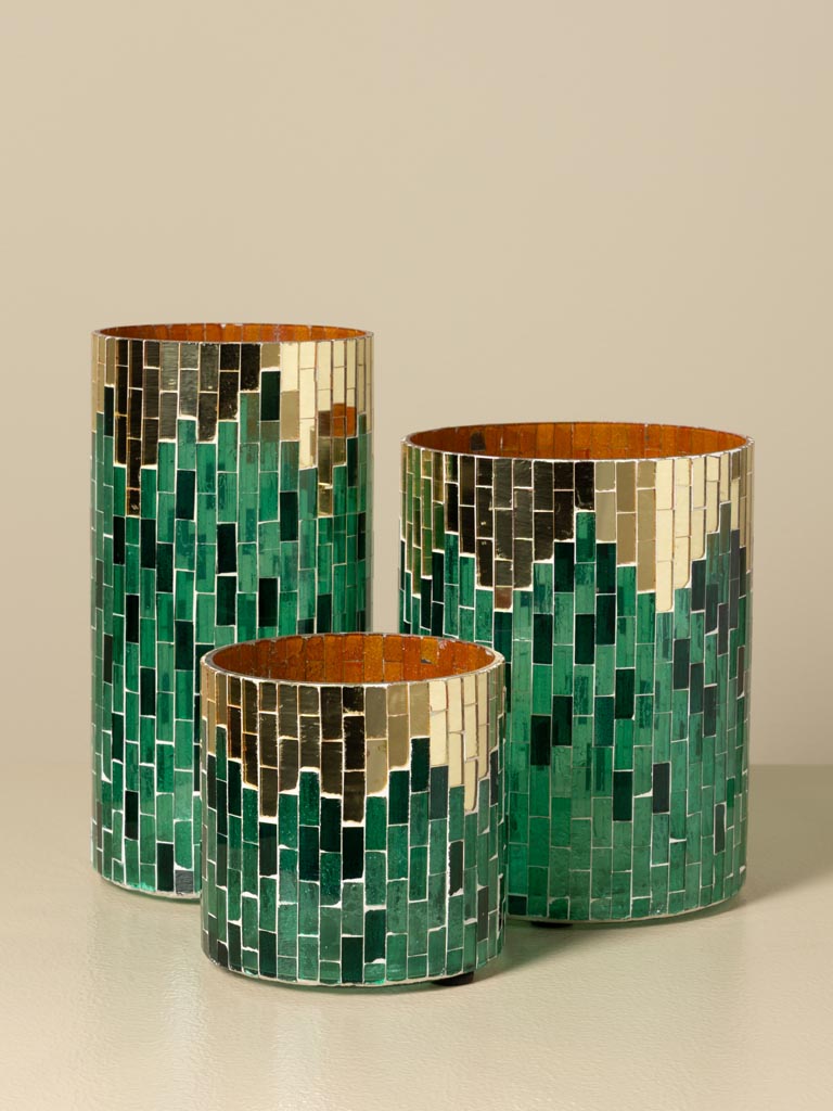 S/3 photophores doré et verts Gatsby - 4