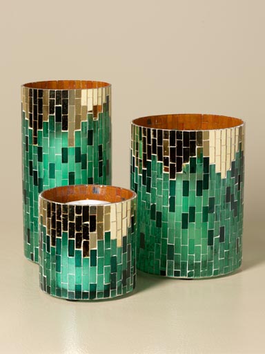 S/3 photophores doré et verts Gatsby