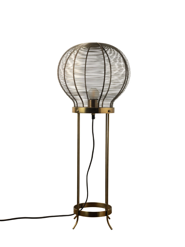 LAMPE ampoule grillagée patine laiton - 2