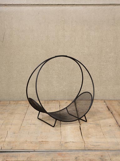 Porte bûches rond métal noir