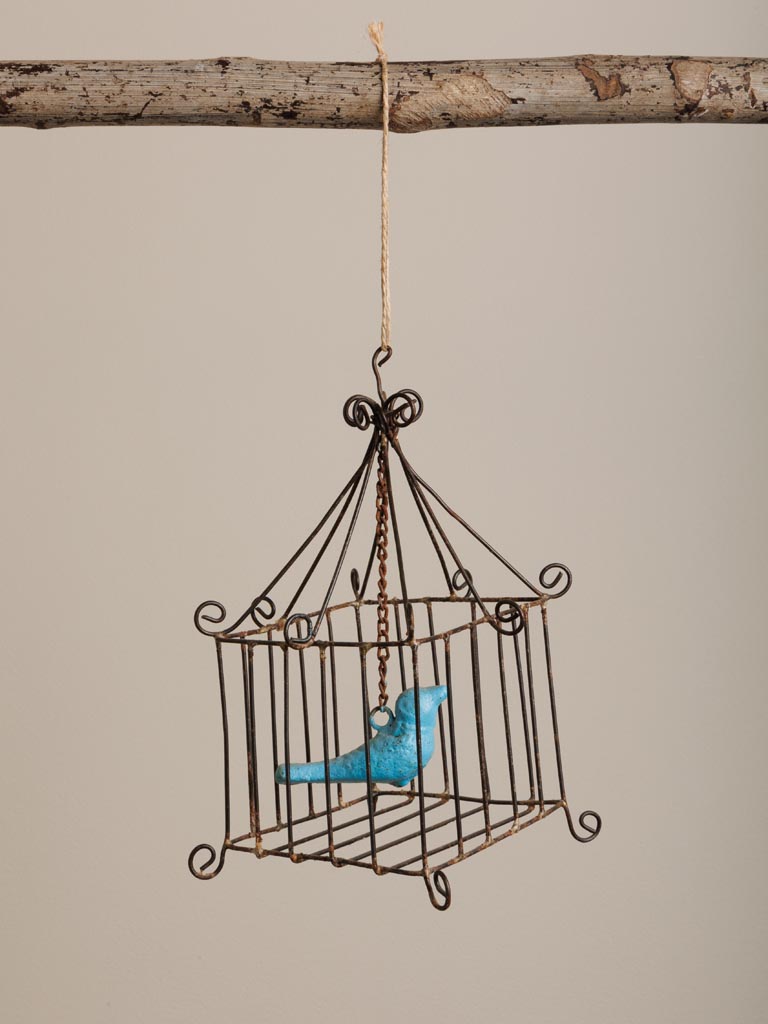 Decorative tiny cage blue bird - 1