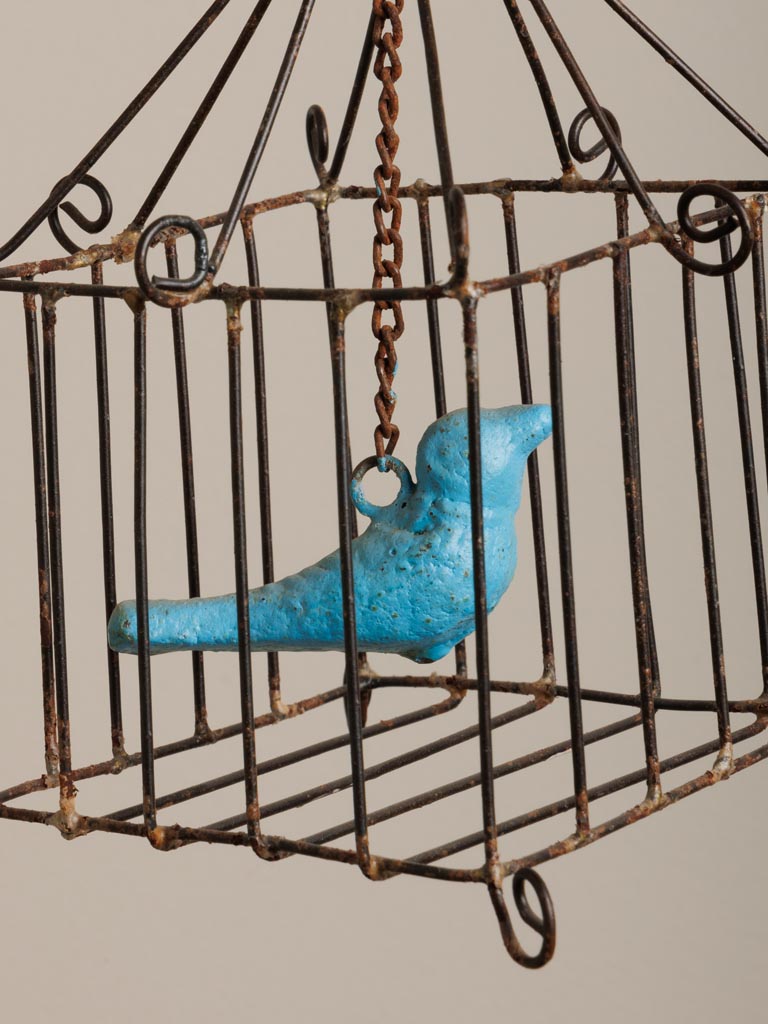 Decorative tiny cage blue bird - 3
