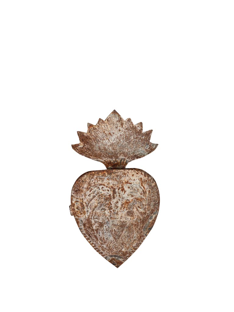 Ex-voto heart zinc & rust patina - 2