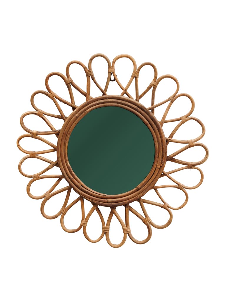 Dark rattan mirror Flower - 2