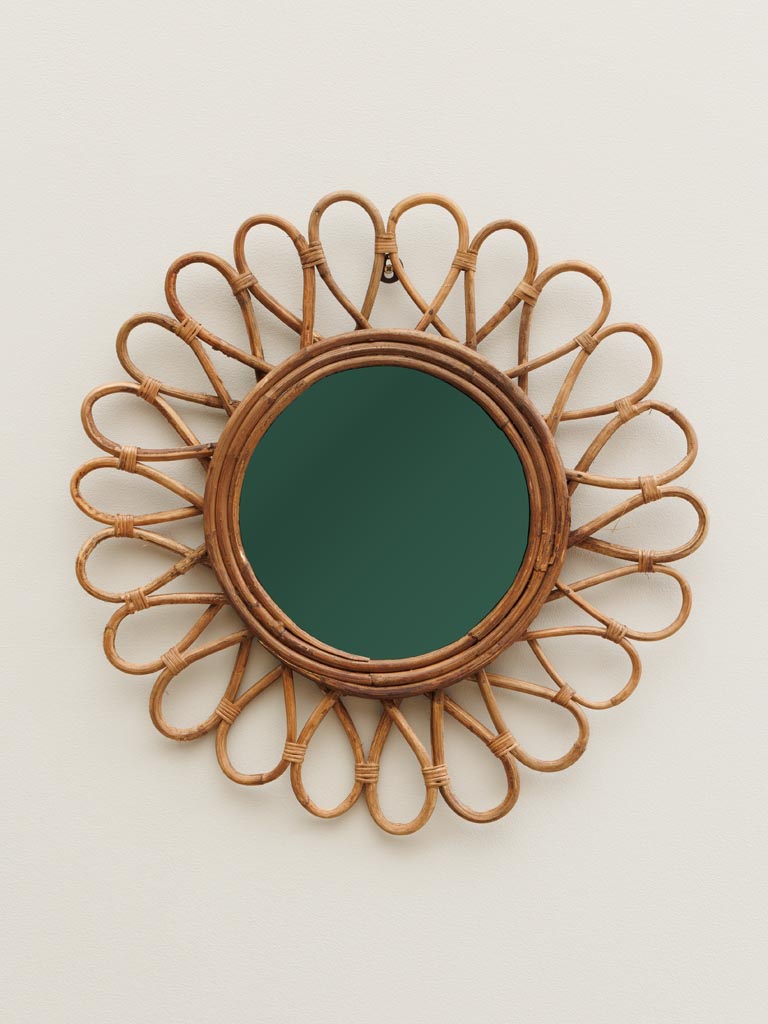 Dark rattan mirror Flower - 1