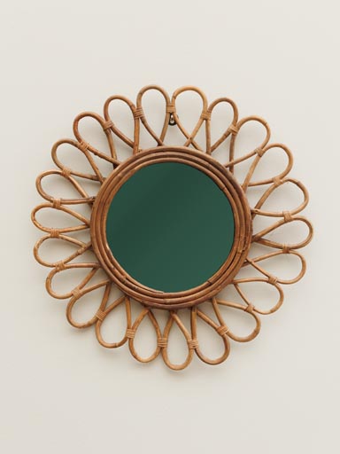 Dark rattan mirror Flower