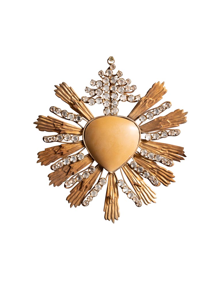 Ex-voto with beige heart and cristals - 2