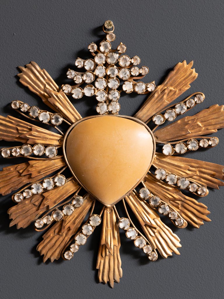 Ex-voto with beige heart and cristals - 3