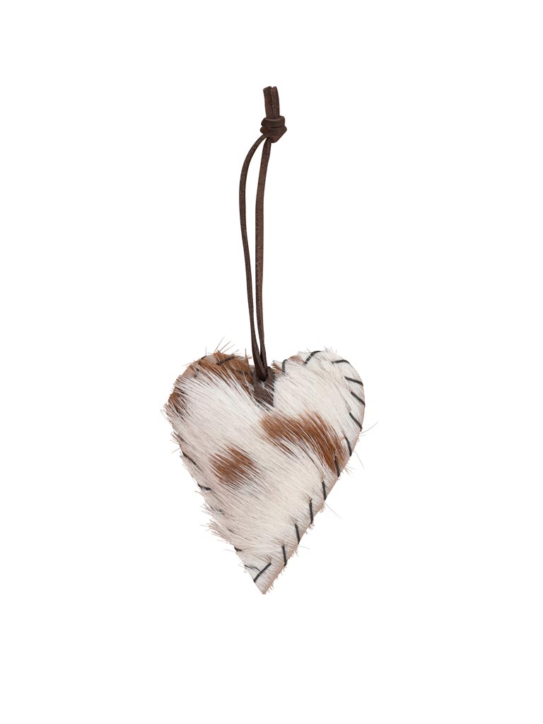 Small cow hide hanging heart - 2