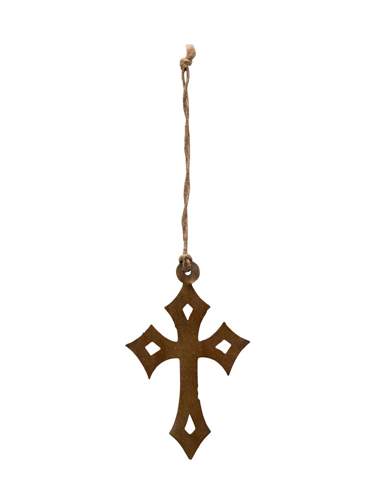 Hanging antic Gold cross thin metal - 2