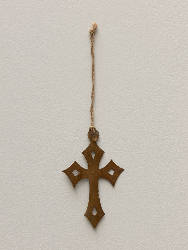 Hanging antic Gold cross thin metal - 1
