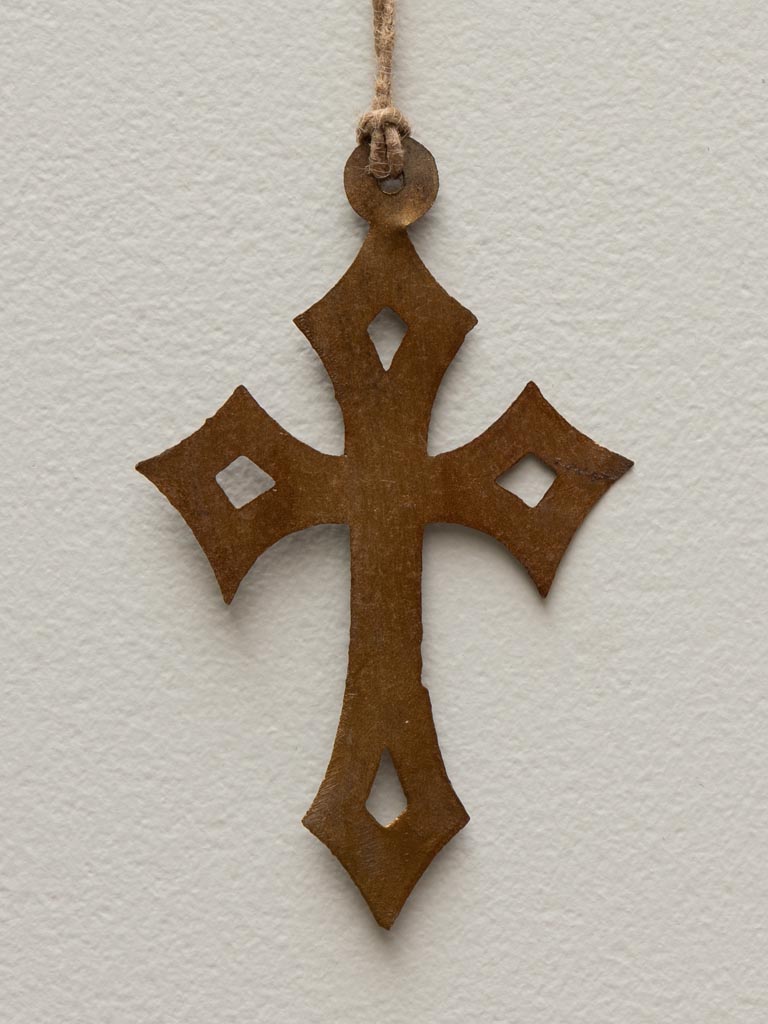 Hanging antic Gold cross thin metal - 3
