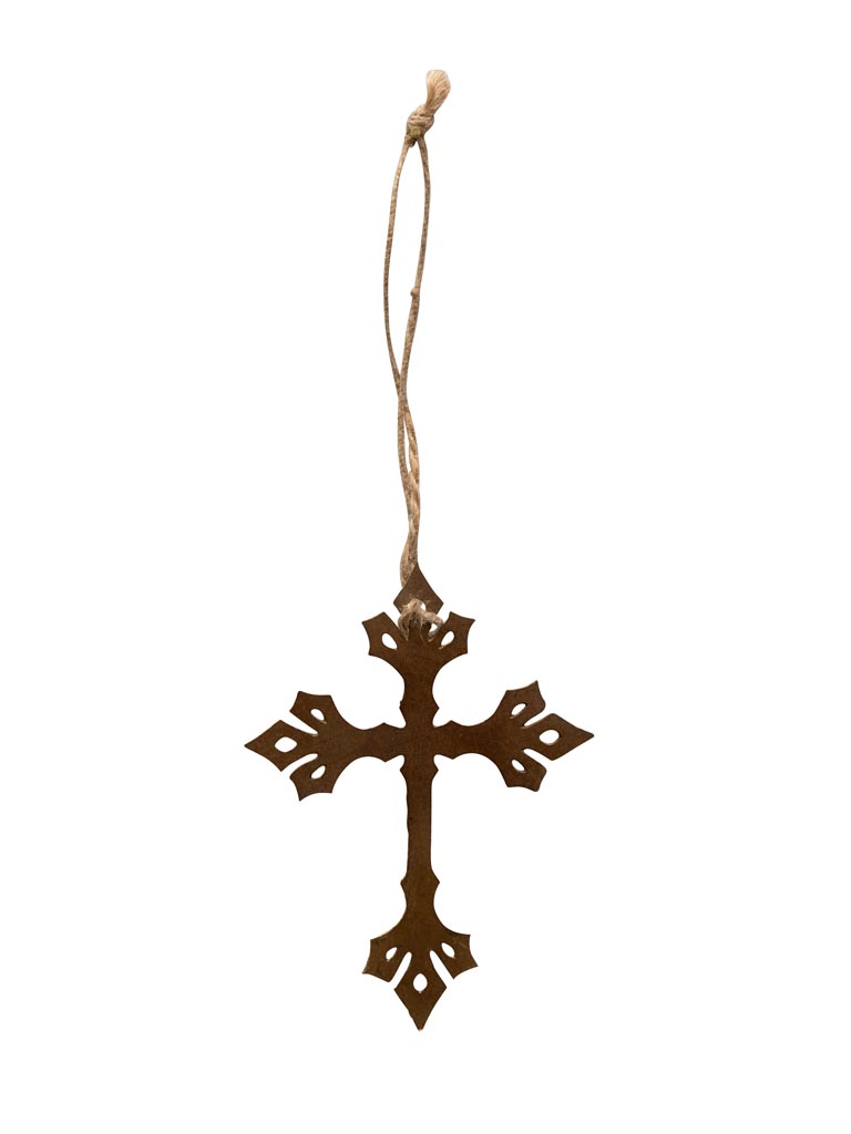 Hanging antic Gold cross thin metal - 2