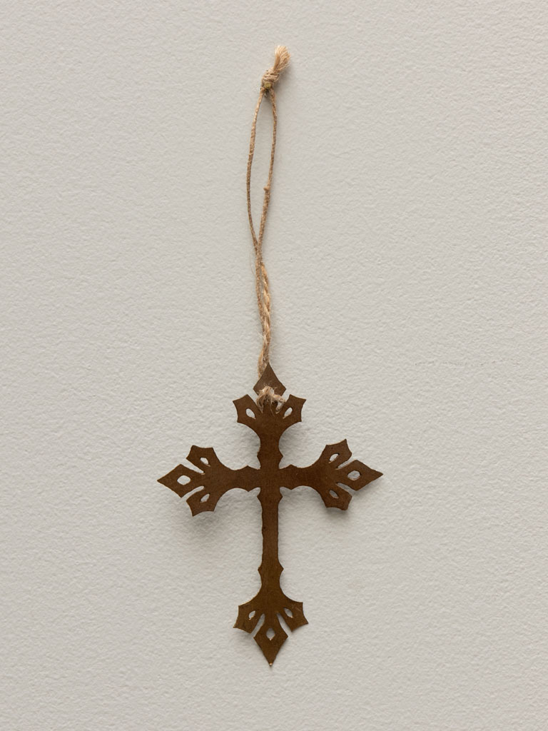 Hanging antic Gold cross thin metal - 1