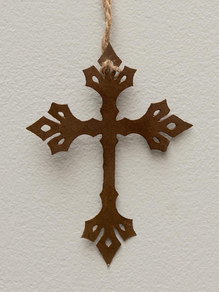 Hanging antic Gold cross thin metal - 3