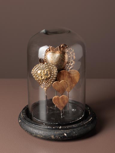 Small glass dome with Ex-voto hearts