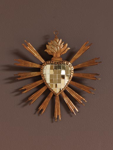 Hanging Ex-voto heart Disco gold