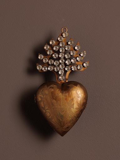 Hanging jewelled Ex-voto heart box
