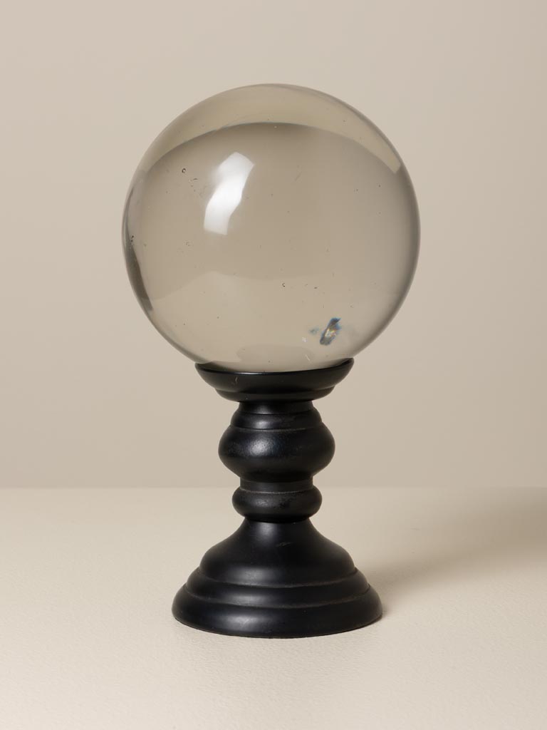 Clear crystal ball on black stand - 1