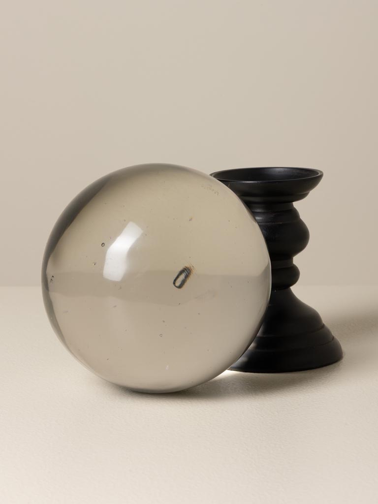 Clear crystal ball on black stand - 3