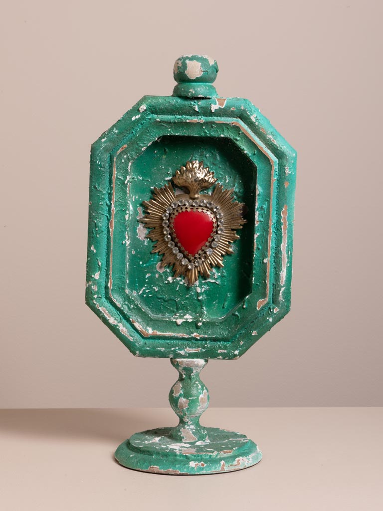 Small red ex-voto on emerald stand - 1
