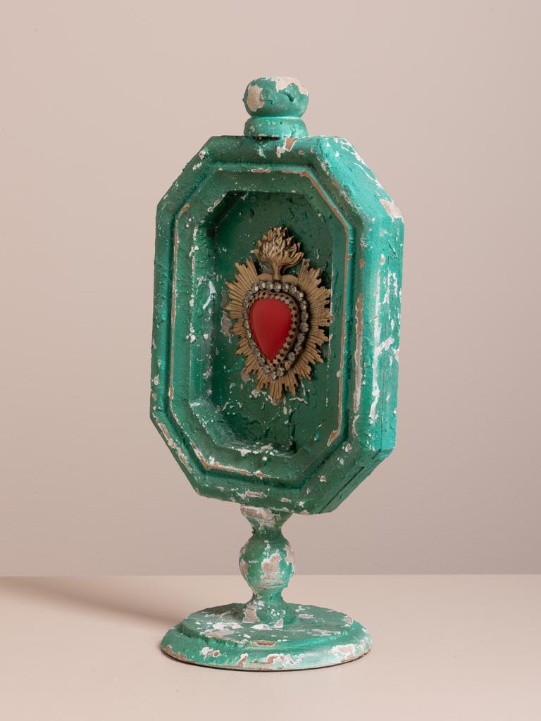 Small red ex-voto on emerald stand - 3