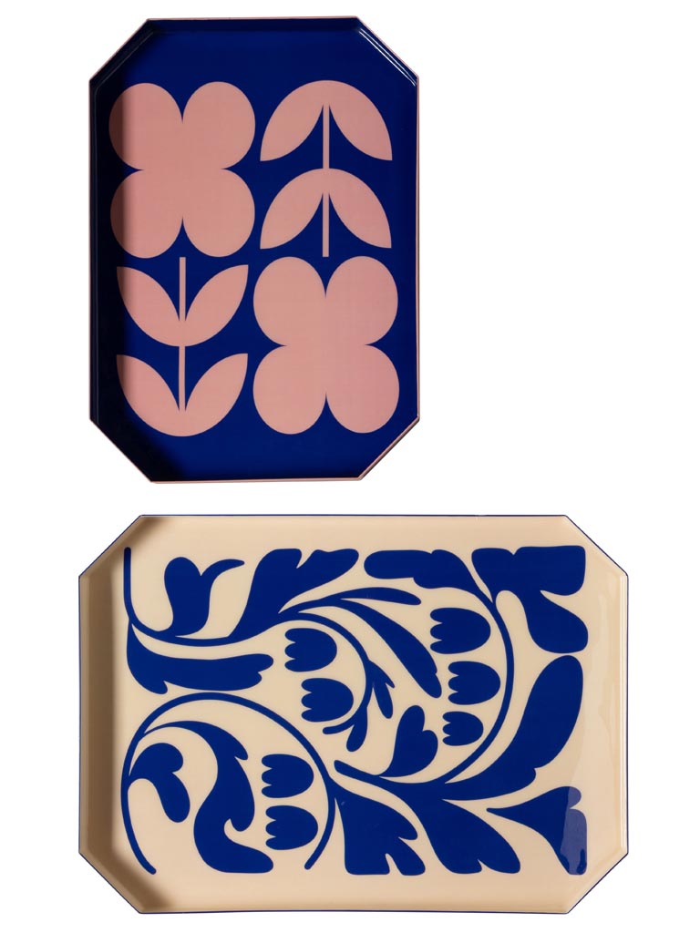 S/2 plateaux fleurs graphiques - 3