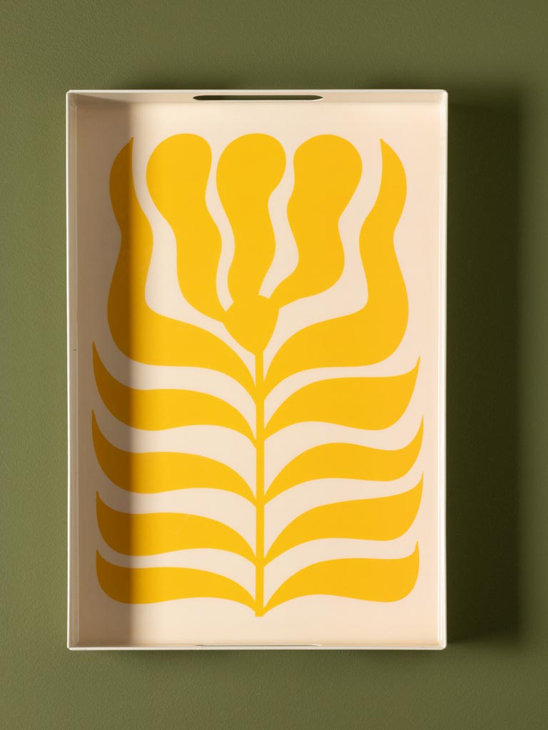 S/2 plateaux plantes graphiques jaune et orange - 3