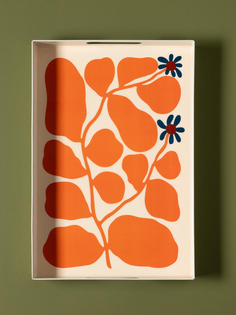 S/2 plateaux plantes graphiques jaune et orange - 5