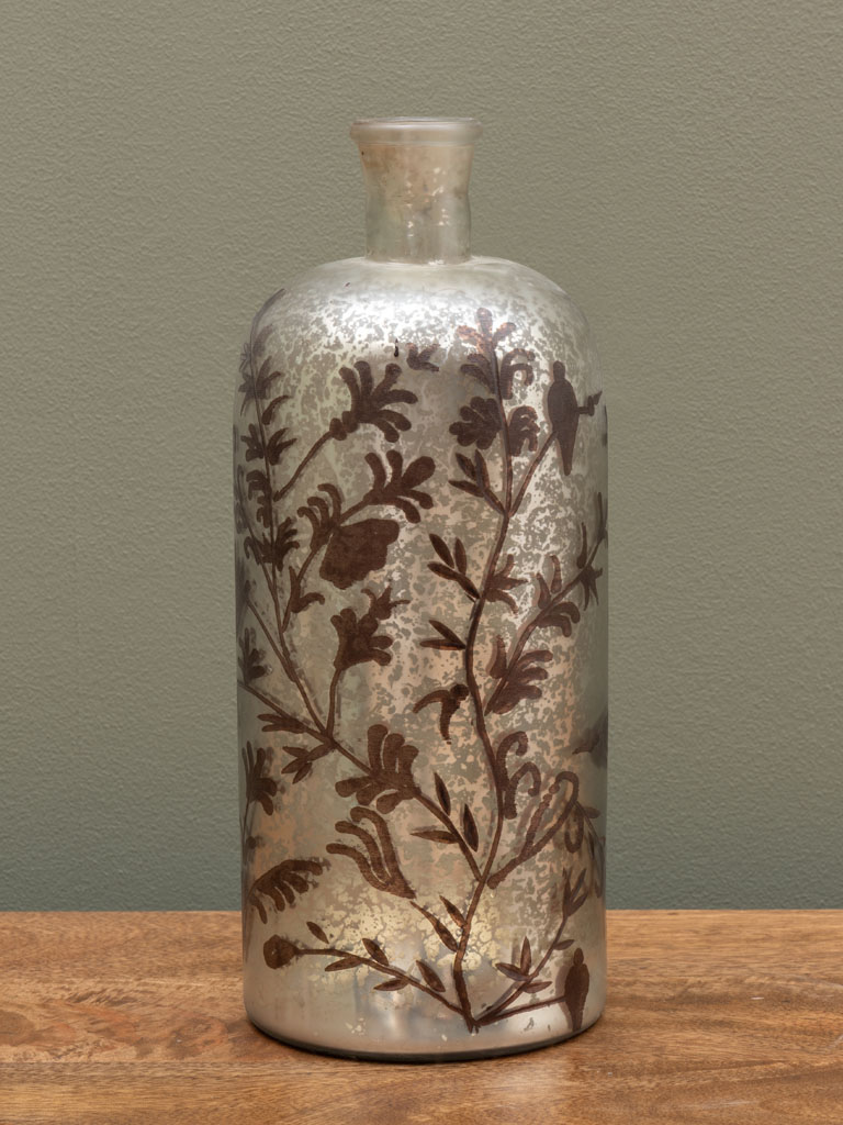 Handpainted bottle auburn flowers - 1