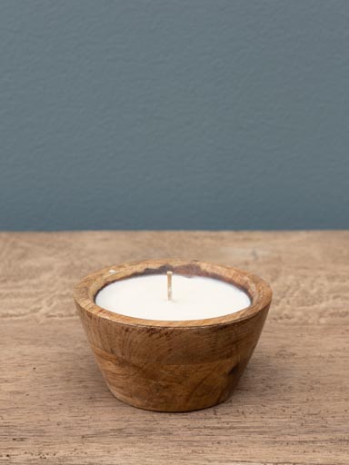 Mango wood pot with soy candle