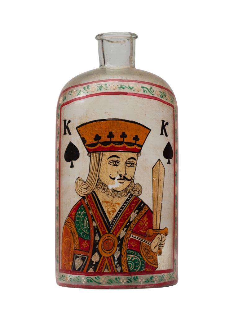 Handpainted King of Spades glass bottle - 2