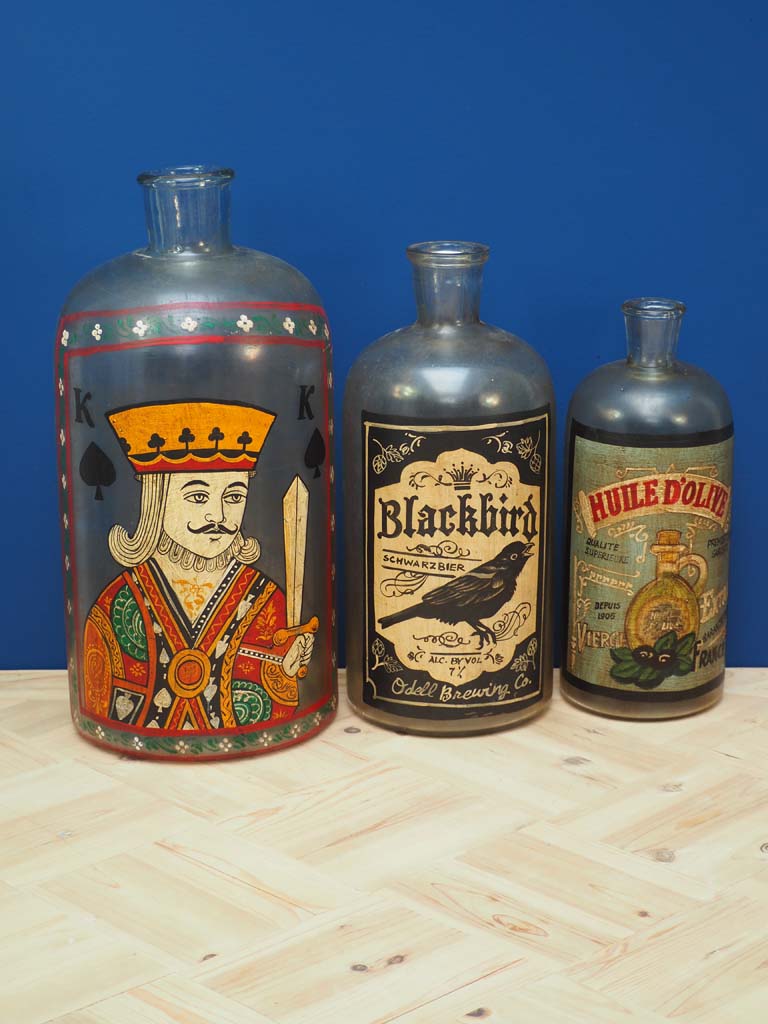 Handpainted King of Spades glass bottle - 3