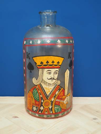 Handpainted King of Spades glass bottle