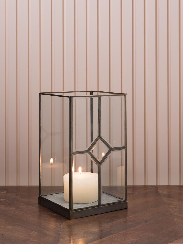 High candle holder beveled glass Solange - 1