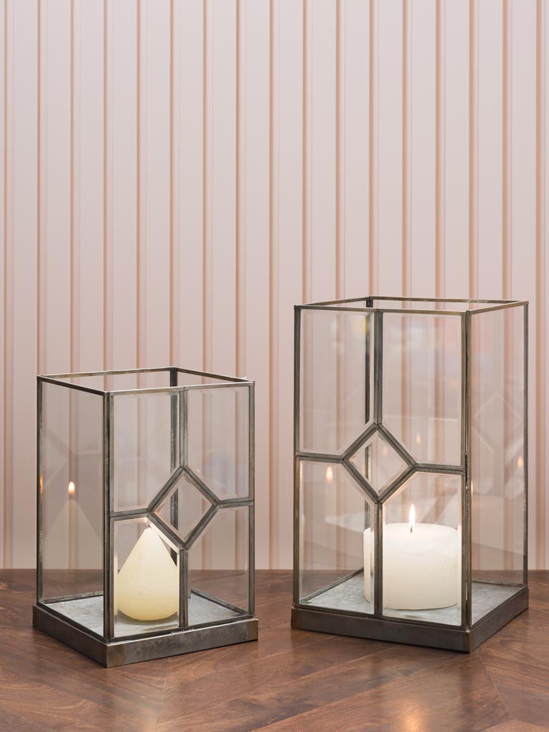 High candle holder beveled glass Solange - 3
