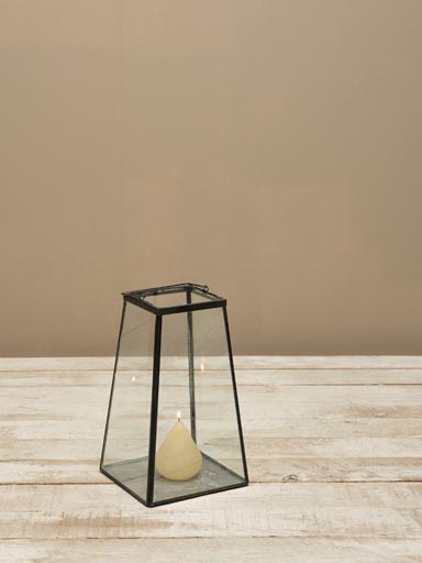 Small glass lantern metal sheet base