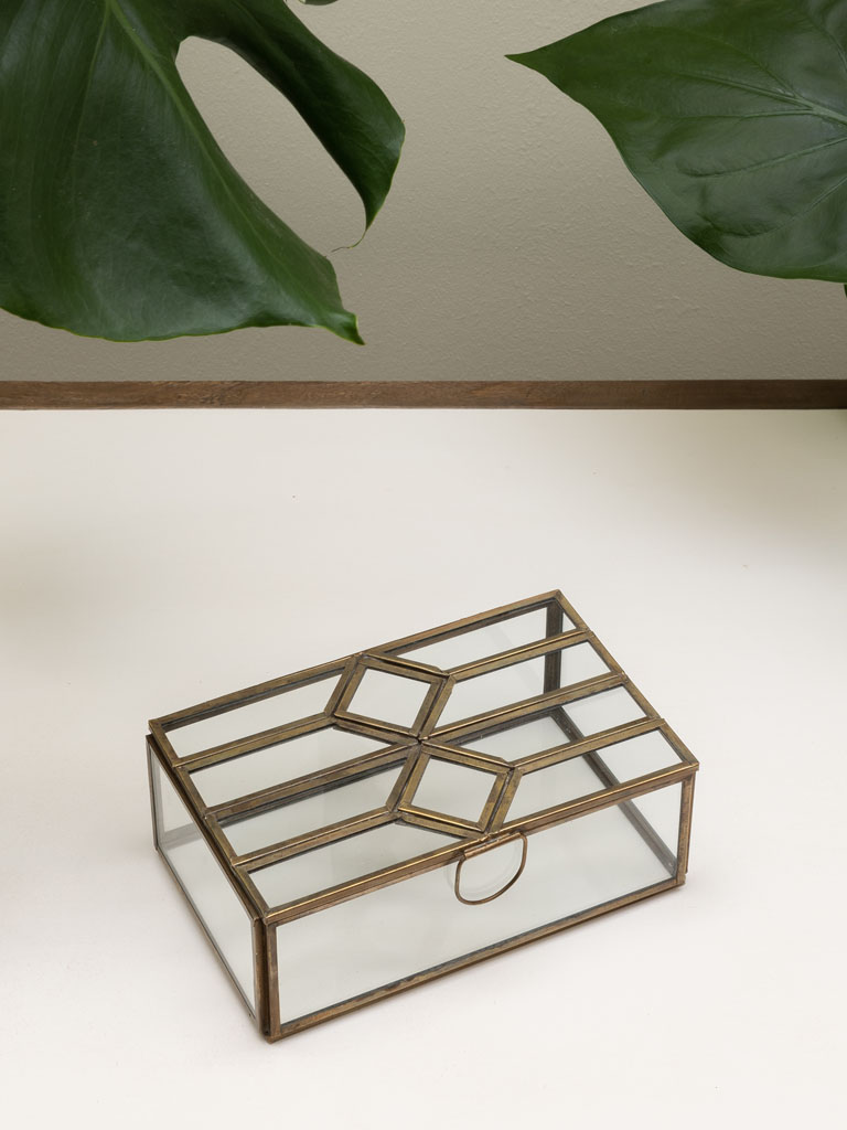 Small glass box with losange lid - 1