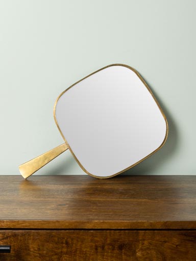 Large hand mirror flat handle