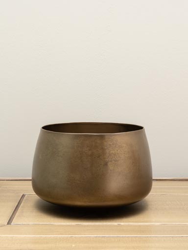 Round antique gold planter