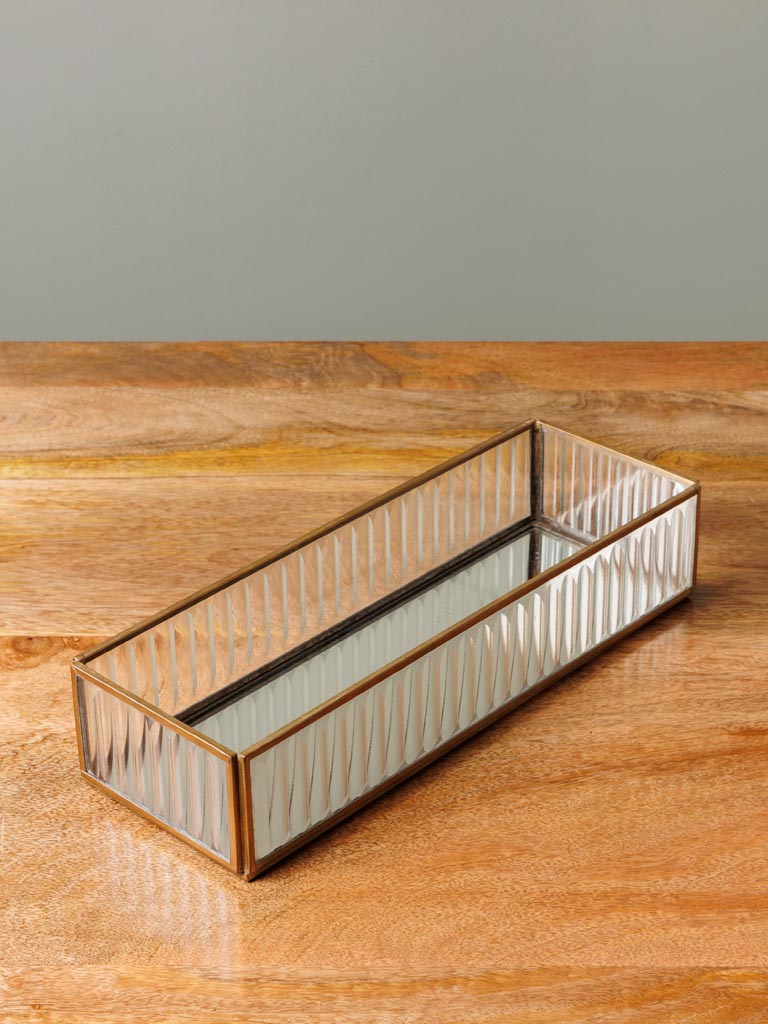Trinket tray stripped glass and mirror base - 1
