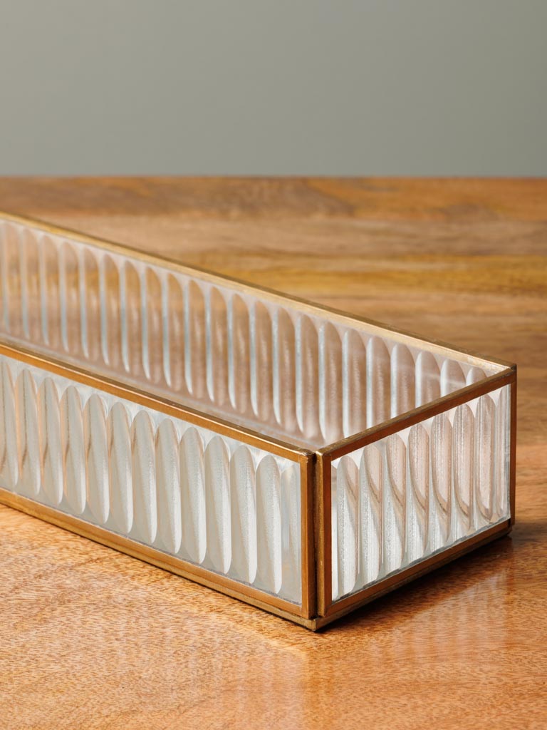 Trinket tray stripped glass and mirror base - 3
