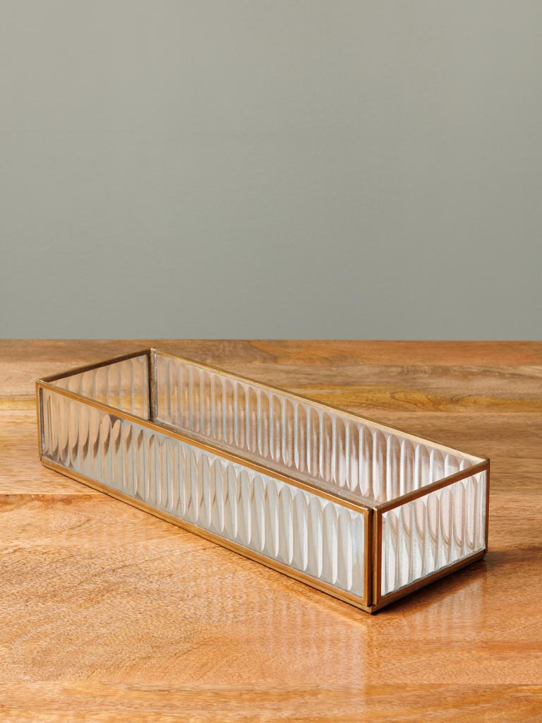 Trinket tray stripped glass and mirror base - 4