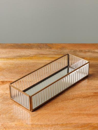 Trinket tray stripped glass and mirror base